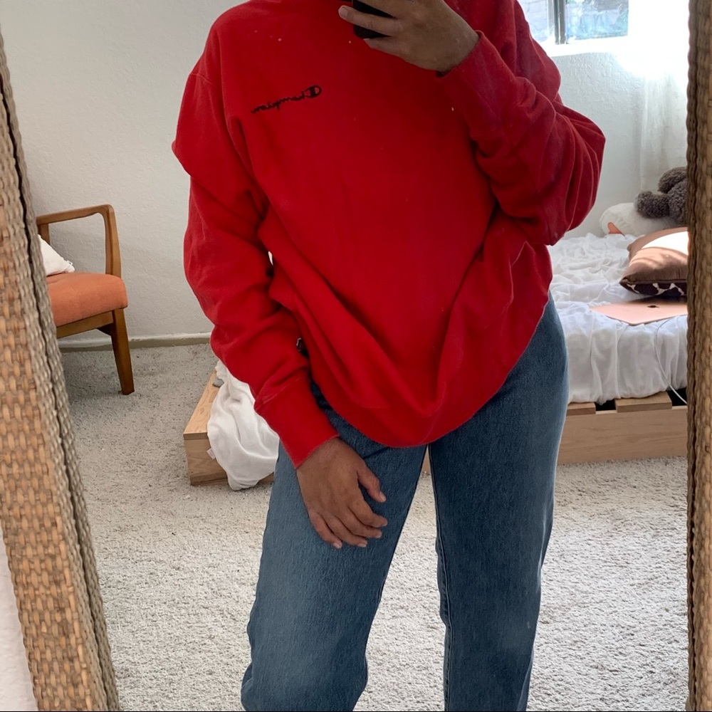 Red Champion Crewneck Sweatshirt